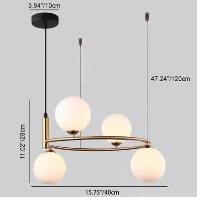 Contemporary Creative Circle Orb Iron Glass 4/6 Light Chandelier For Living Room