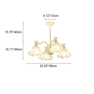 Traditional French Iron Glass Flower 4/6/8 Light Chandelier For Living Room