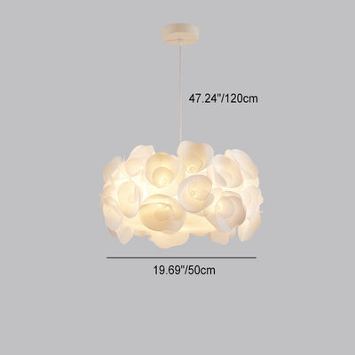 Modern Minimalist Cream Flower Bouquet Iron PVC 3-Light Pendant Light For Living Room