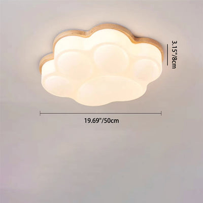 Modern Minimalist Cat's Paw Iron Solid Wood LED Flush Mount Ceiling Light For Bedroom