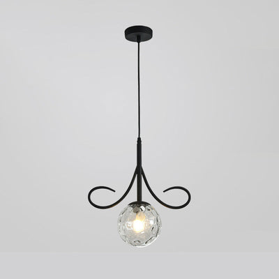 Modern Luxury Glass Ball Shade Arc Iron 1-Light Pendant Light For Living Room