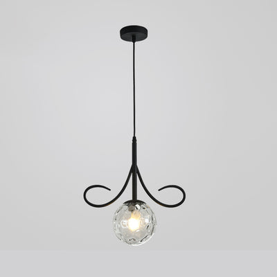 Contemporary Nordic Ball Beard Iron Glass 1-Light Pendant Light For Bedroom