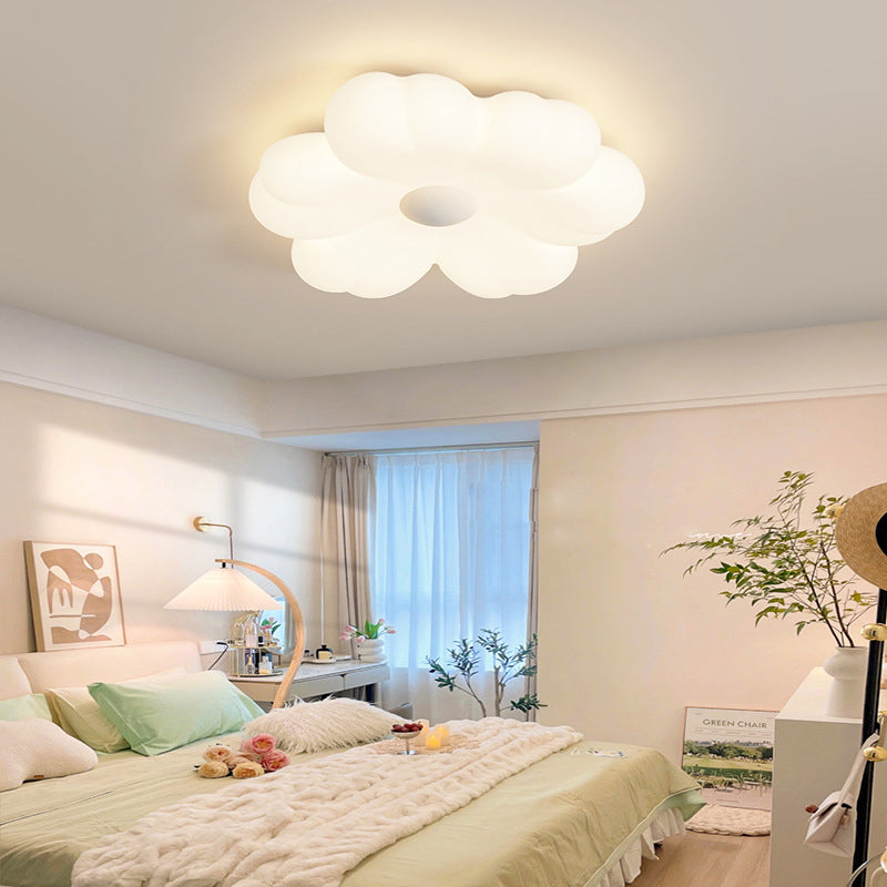 Modern Minimalist Petal Cloud Pumpkin PE Iron LED Flush Mount Ceiling Light For Living Room