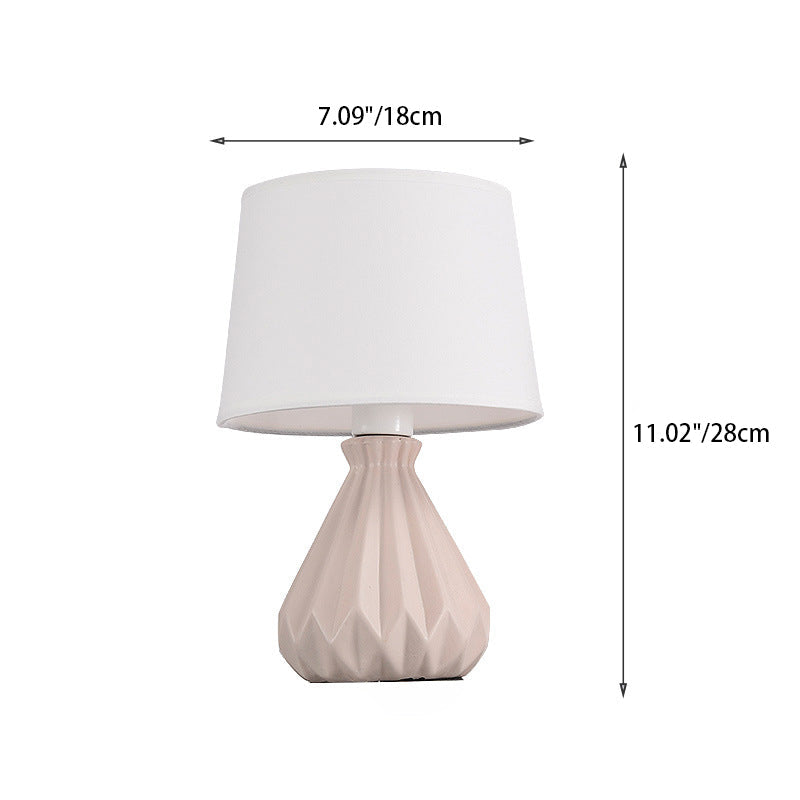 Modern Minimalist Cylindrical Cone Ceramic Fabric 1-Light Table Lamp For Bedroom