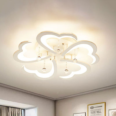 Modern Minimalist Petal Hardware Acrylic Crystal LED Semi-Flush Mount Ceiling Light For Living Room