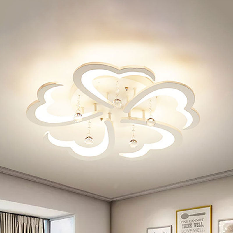 Modern Minimalist Petal Hardware Acrylic Crystal LED Semi-Flush Mount Ceiling Light For Living Room