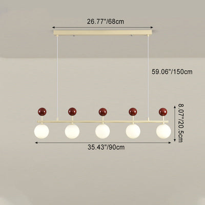 Lustre contemporain nordique en fer à longue bande de verre Magic Bean 5/7 lumières pour salle à manger 