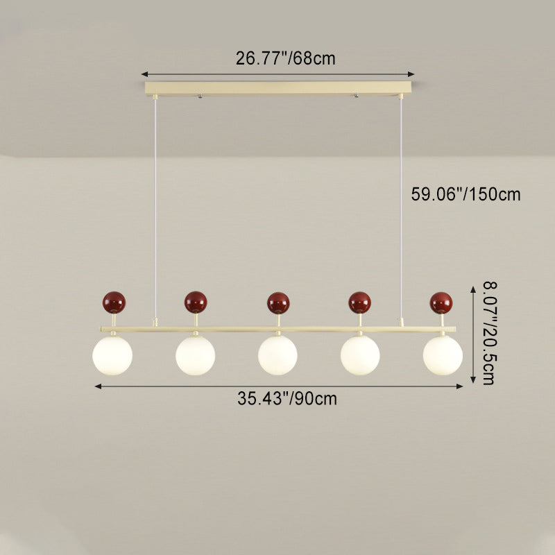 Lustre contemporain nordique en fer à longue bande de verre Magic Bean 5/7 lumières pour salle à manger 