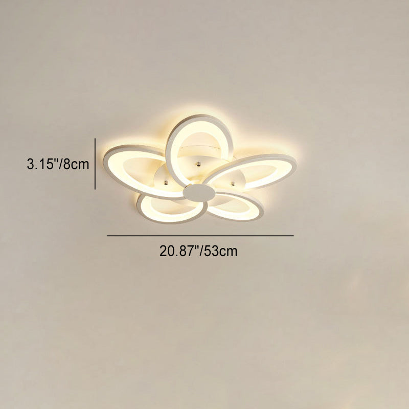 Contemporary Creative Petal Hardware Acrylic LED Semi-Flush Mount Ceiling Light For Living Room