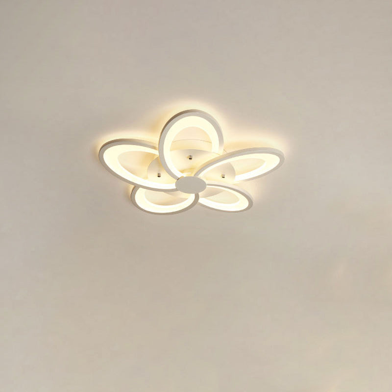 Contemporary Creative Petal Hardware Acrylic LED Semi-Flush Mount Ceiling Light For Living Room