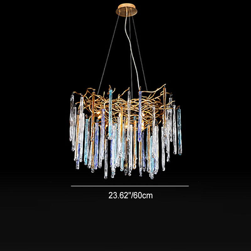 Contemporary Luxury Crystal Branch Glass Aluminum Iron 6/8/10 Light Chandelier For Bedroom