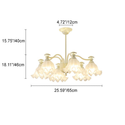 Traditional French Branch Floral Glass Iron 6/8 Light Chandelier For Bedroom