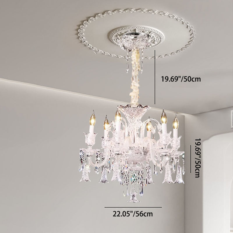 Modern Luxury Lace Candle Hardware Glass Crystal 6/10 Light Chandelier For Living Room