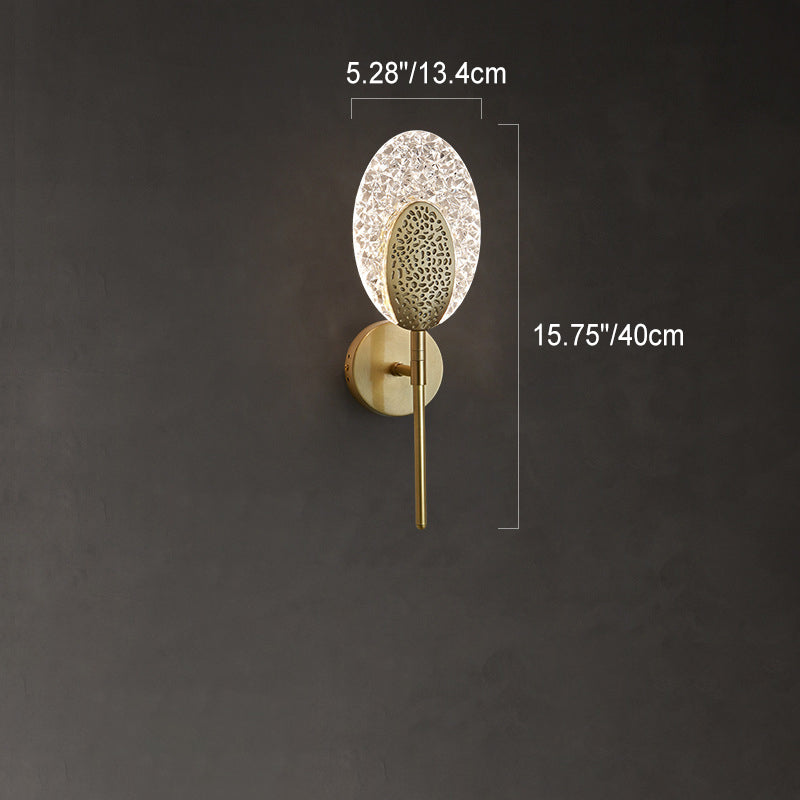 Modern Minimalist Oval Copper Acrylic Zinc Alloy LED Wall Sconce Lamp For Bedroom