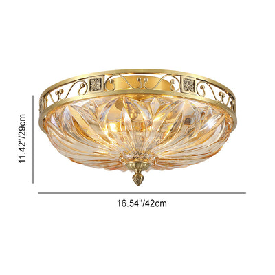 Modern Transitional Dome Copper Glass 5-Light Flush Mount Ceiling Light For Living Room