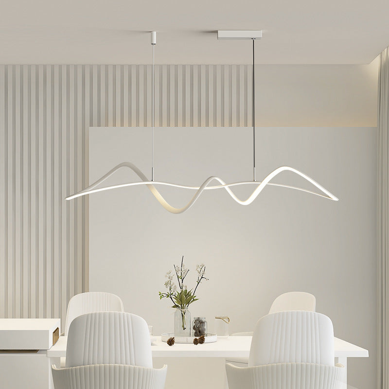 Modern Minimalist Aluminum Spiral Strip LED Island Light Pendant Light For Living Room