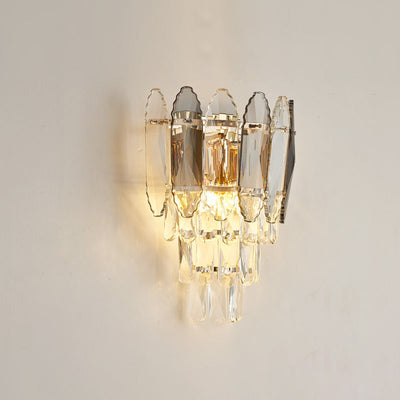 Modern Luxury Brilliant Crystal Stack Iron 2-Light Wall Sconce Lamp For Living Room