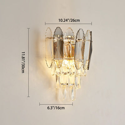 Modern Luxury Brilliant Crystal Stack Iron 2-Light Wall Sconce Lamp For Living Room