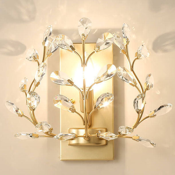 Modern Creative Light Luxury Crystal Leaf 1-Light Wall Sconce Lamp