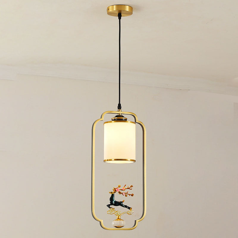 Contemporary Luxury Zinc Alloy Enamel Cylindrical Shade 1-Light Pendant Light For Living Room