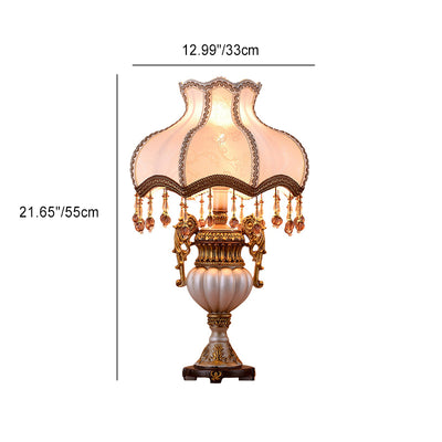 Traditional European Vase Base Resin Fabric 1-Light Table Lamp For Bedroom