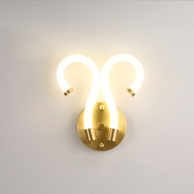 Contemporary Creative Brass Acrylic Round Oval Figure Six Eight Letter LED Wall Sconce Lamp For Hallway