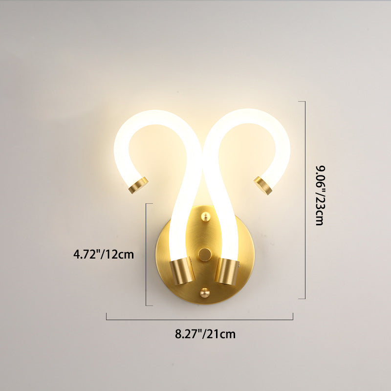 Contemporary Creative Brass Acrylic Round Oval Figure Six Eight Letter LED Wall Sconce Lamp For Hallway