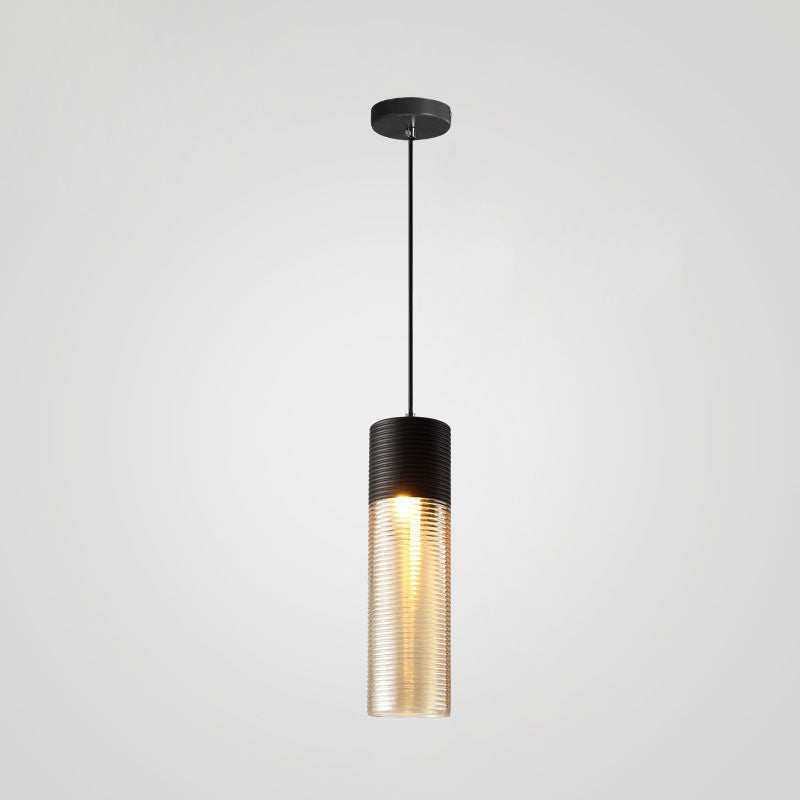 Contemporary Scandinavian Cylinder Oval Iron Glass 1-Light Pendant Light For Living Room