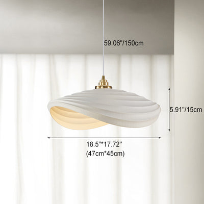 Traditional Japanese Resin Spiral Corrugated Shade 1-Light Pendant Light For Living Room