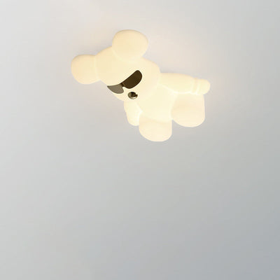 Contemporary Creative Cartoon Animal Bear Acrylic Shape Iron LED Kids Flush Mount Ceiling Light For Bedroom