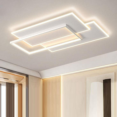 Modern Minimalist Square Rectangular Wavy Acrylic Iron LED Flush Mount Ceiling Light For Bedroom