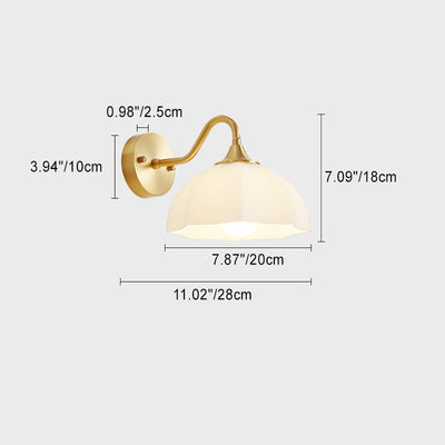 Modern Minimalist Cream Flower Pod All Copper Glass 1-Light Wall Sconce Lamp For Bedroom