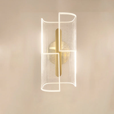 Modern Luxury Iron Acrylic Skeletonized Column Cut Lozenge Line LED Wall Sconce Lamp For Hallway