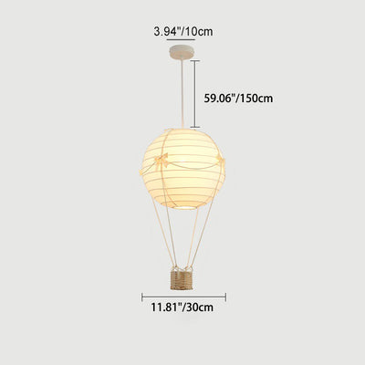 Contemporary Creative Kids Hot Air Balloon Weaving Iron Fabric 1-Light Chandelier For Bedroom