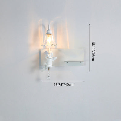 Contemporary Creative Angel Petal Resin Glass 1/2 Light Wall Sconce Lamp For Bedroom