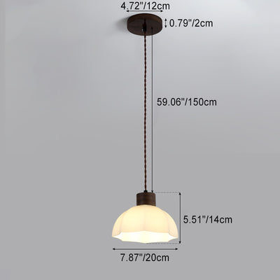 Modern Simplicity Walnut Glass Round Bell Dome 1-Light Pendant Light For Dining Room