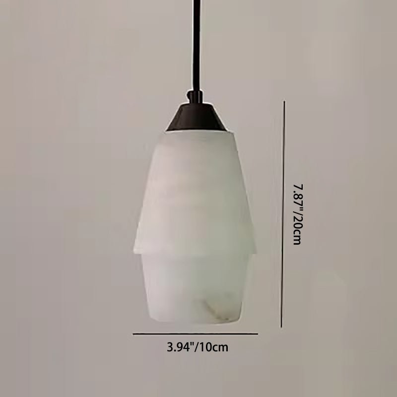 Modern Minimalist Cylinder Copper Marble 1-Light Pendant Light For Bedroom