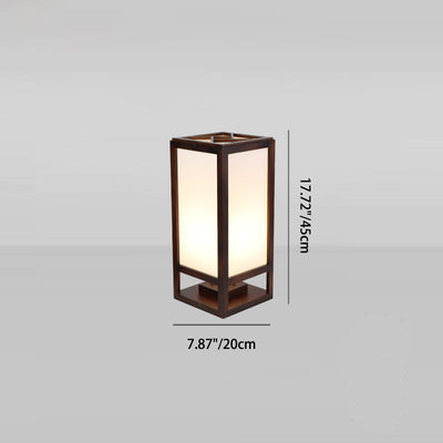 Traditional Chinese Rectangular Parchment Wood 1-Light Standing Floor Lamp For Entertainment Rooms