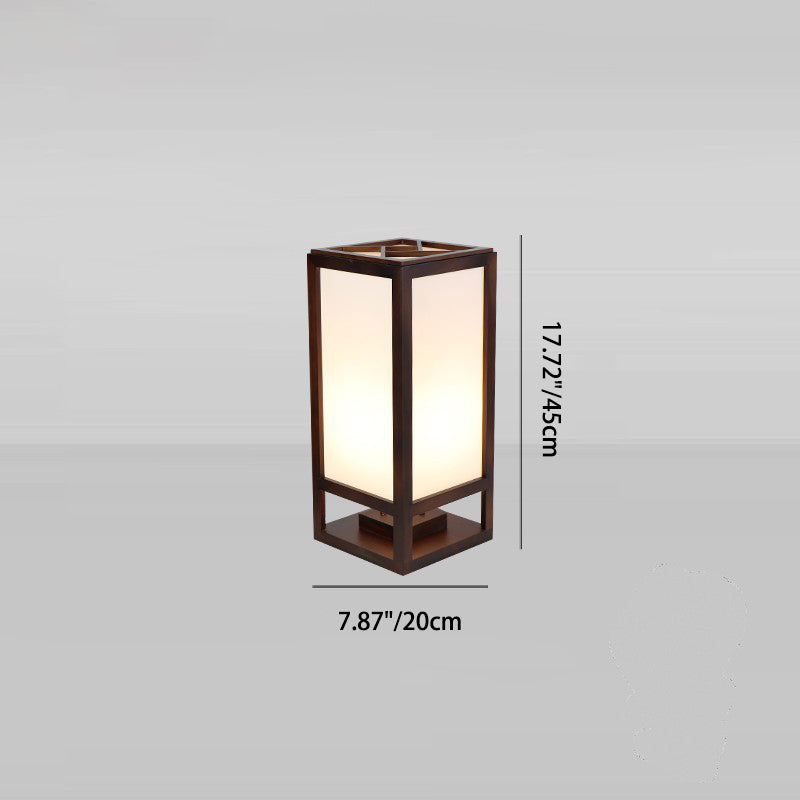 Traditional Chinese Rectangular Parchment Wood 1-Light Standing Floor Lamp For Entertainment Rooms