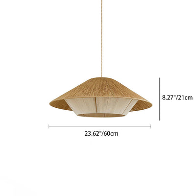 Traditional Japanese Handmade Hemp Rope Round 1-Light Pendant Light For Bedroom