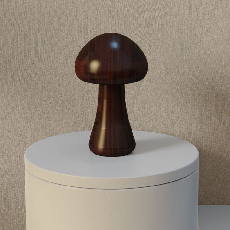 Contemporary Creative Mushroom Rubberwood Beechwood LED Table Lamp For Bedroom