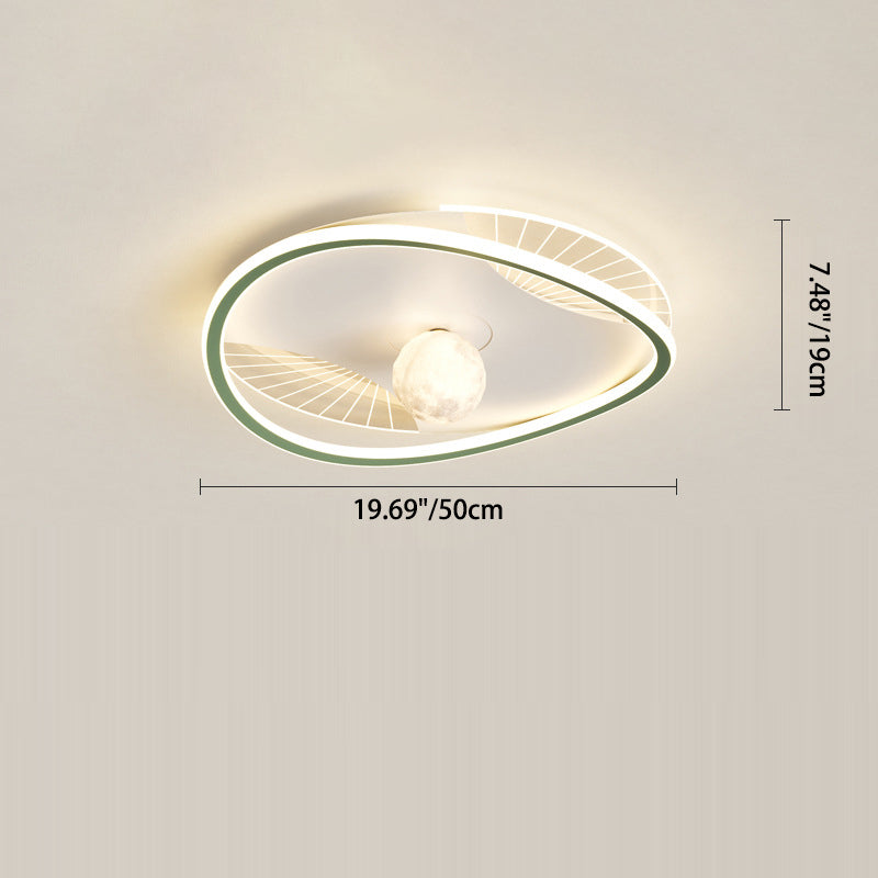 Modern Minimalist Circular Ring Iron Acrylic Aluminum LED Flush Mount Ceiling Light For Bedroom