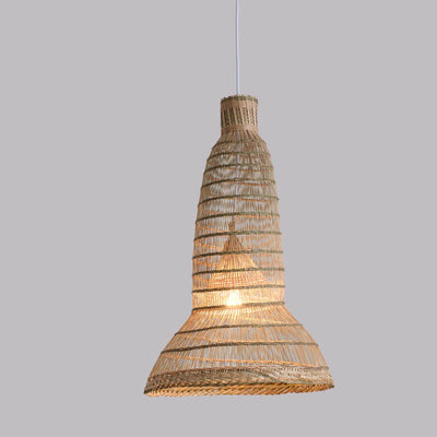 Chinese Zen Bamboo Weaving Cage 1-Light Pendant Light