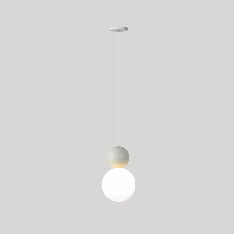 Modern Minimalist Round Ball Hardware Plastic 1-Light Pendant Light For Bedroom