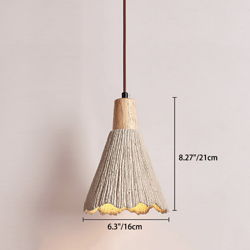 Contemporary Scandinavian Umbrella Bar Textured Cement 1-Light Pendant Light For Living Room