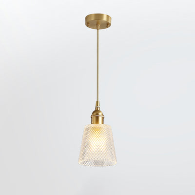 Modern Minimalist Cylindrical Trapezoidal Brass Glass 1/2/3 Light Island Light Chandelier For Dining Room