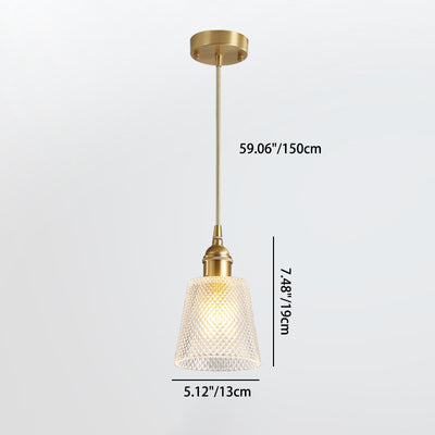 Modern Minimalist Cylindrical Trapezoidal Brass Glass 1/2/3 Light Island Light Chandelier For Dining Room