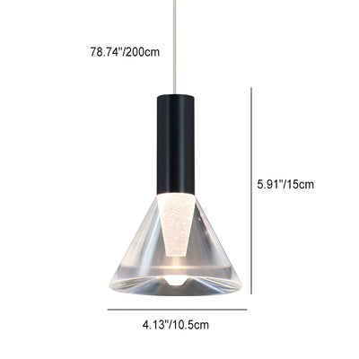 Contemporary Scandinavian Clear Cone Acrylic Aluminum LED Pendant Light For Living Room