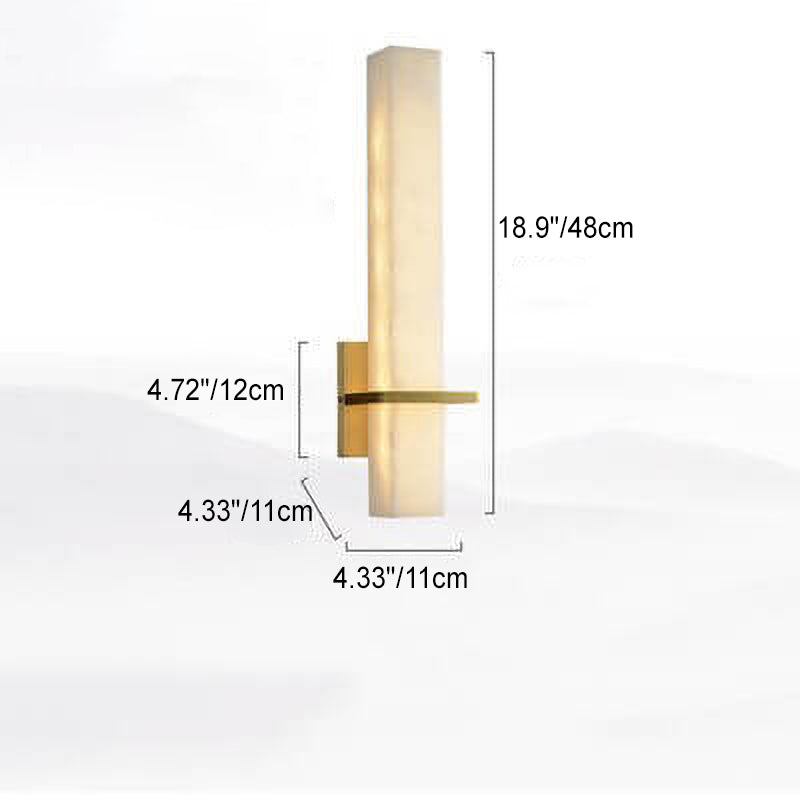 Modern Light Luxury Full Copper Rectangular Lucite LED Wall Sconce Lamp