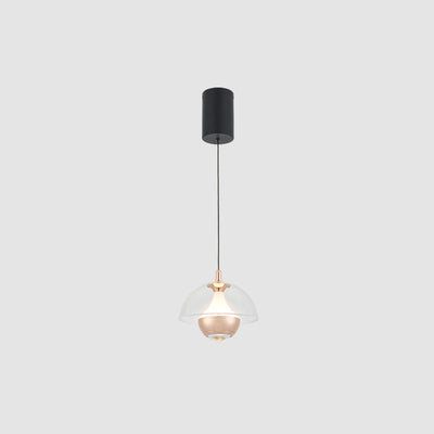 Modern Simplicity Hemisphere Liftable Aluminium Acrylic LED Pendant Light For Dining Room